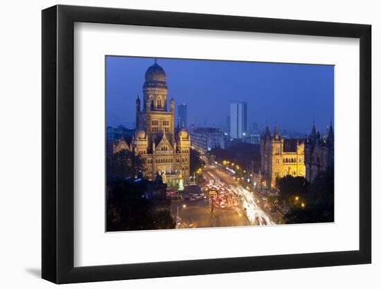 View over Victoria Terminus or Chhatrapati Shivaji Terminus and Central Mumbai-Peter Adams-Framed Photographic Print