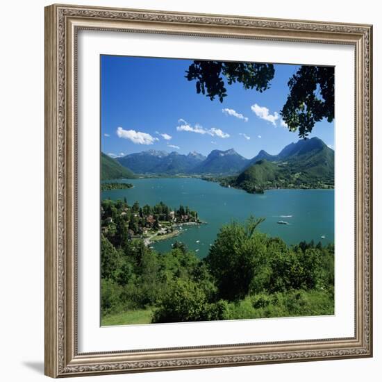 View over Village and Lake Annecy, Talloires, Lake Annecy, Rhone Alpes, France, Europe-Stuart Black-Framed Photographic Print