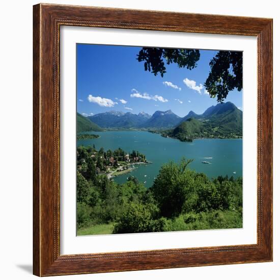 View over Village and Lake Annecy, Talloires, Lake Annecy, Rhone Alpes, France, Europe-Stuart Black-Framed Photographic Print