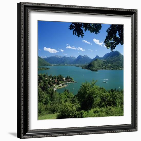 View over Village and Lake Annecy, Talloires, Lake Annecy, Rhone Alpes, France, Europe-Stuart Black-Framed Photographic Print