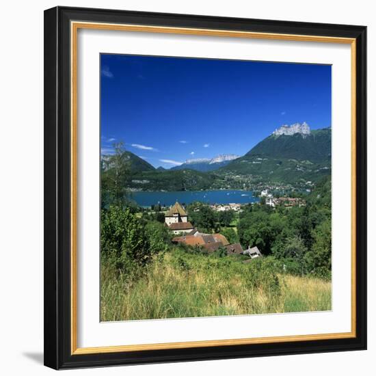 View over Village to Lake, Duingt, Lake Annecy, Rhone Alpes, France, Europe-Stuart Black-Framed Photographic Print