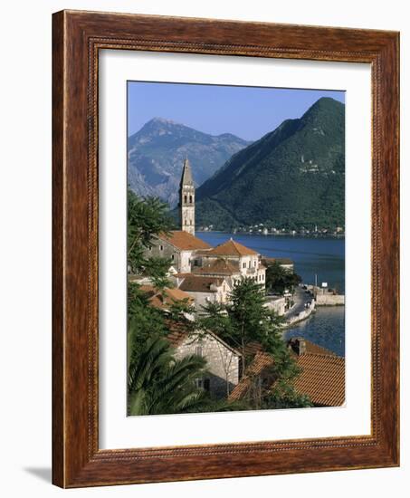 View over Village with the Church of St. Nikola Belfry, Perast, the Boka Kotorska (Bay of Kotor), U-Stuart Black-Framed Photographic Print