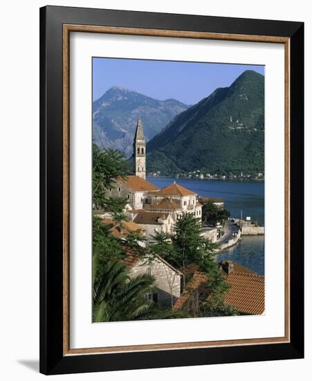 View over Village with the Church of St. Nikola Belfry, Perast, the Boka Kotorska (Bay of Kotor), U-Stuart Black-Framed Photographic Print