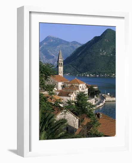 View over Village with the Church of St. Nikola Belfry, Perast, the Boka Kotorska (Bay of Kotor), U-Stuart Black-Framed Photographic Print