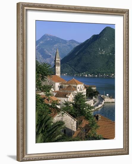 View over Village with the Church of St. Nikola Belfry, Perast, the Boka Kotorska (Bay of Kotor), U-Stuart Black-Framed Photographic Print