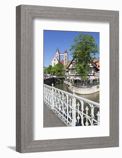 View over Wehrneckarkanal Chanel to St. Dionysius Church (Stadtkirche St. Dionys)-Markus Lange-Framed Photographic Print