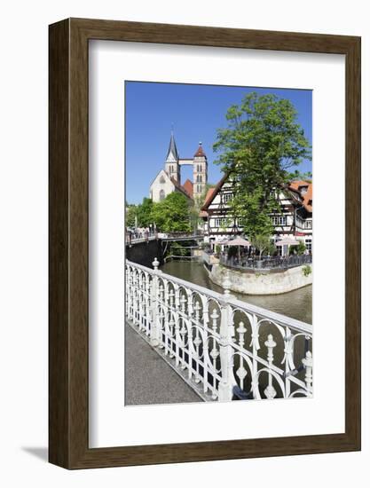 View over Wehrneckarkanal Chanel to St. Dionysius Church (Stadtkirche St. Dionys)-Markus Lange-Framed Photographic Print