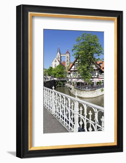 View over Wehrneckarkanal Chanel to St. Dionysius Church (Stadtkirche St. Dionys)-Markus Lange-Framed Photographic Print