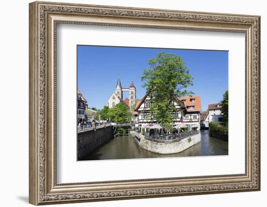 View over Wehrneckarkanal Chanel to St. Dionysius Church (Stadtkirche St. Dionys)-Markus Lange-Framed Photographic Print