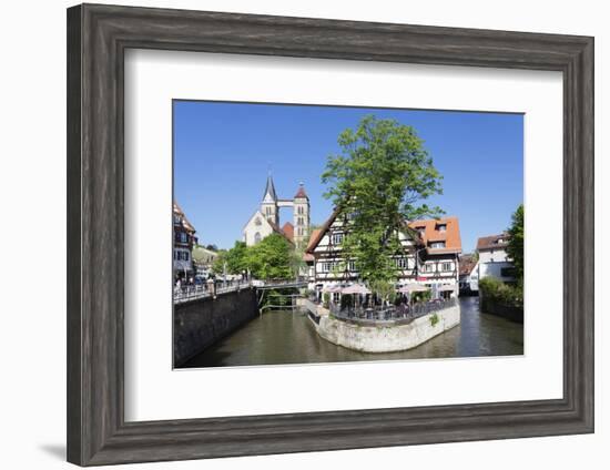 View over Wehrneckarkanal Chanel to St. Dionysius Church (Stadtkirche St. Dionys)-Markus Lange-Framed Photographic Print