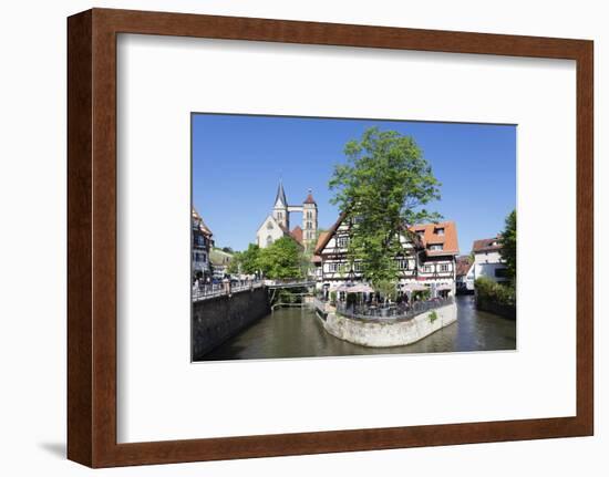 View over Wehrneckarkanal Chanel to St. Dionysius Church (Stadtkirche St. Dionys)-Markus Lange-Framed Photographic Print