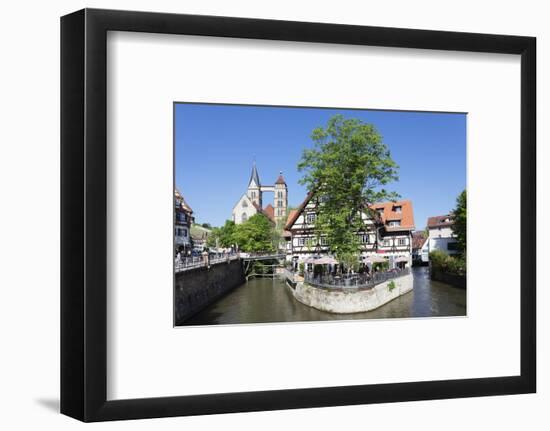 View over Wehrneckarkanal Chanel to St. Dionysius Church (Stadtkirche St. Dionys)-Markus Lange-Framed Photographic Print