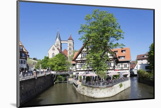 View over Wehrneckarkanal Chanel to St. Dionysius Church (Stadtkirche St. Dionys)-Markus Lange-Mounted Photographic Print