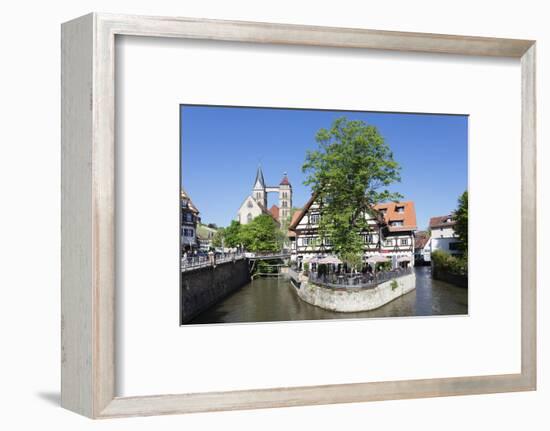 View over Wehrneckarkanal Chanel to St. Dionysius Church (Stadtkirche St. Dionys)-Markus Lange-Framed Photographic Print