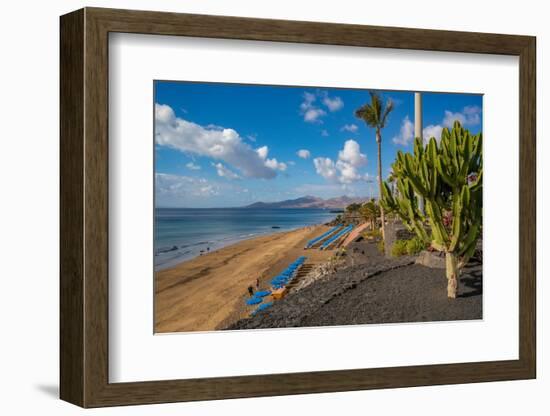 View overlooking Playa Grande beach and Atlantic Ocean, Puerto del Carmen, Lanzarote, Las Palmas-Frank Fell-Framed Photographic Print