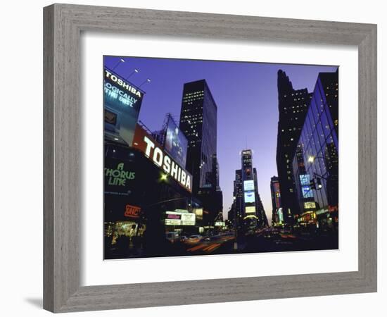 View Showing Buildings and Electric Signs in Times Square Seen from Duffy Square-Ted Thai-Framed Photographic Print