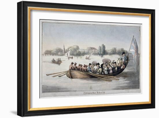 View Showing Figures in a Rowing Boat on the Thames at Chelsea Reach, London, 1799-Thomas Rowlandson-Framed Giclee Print