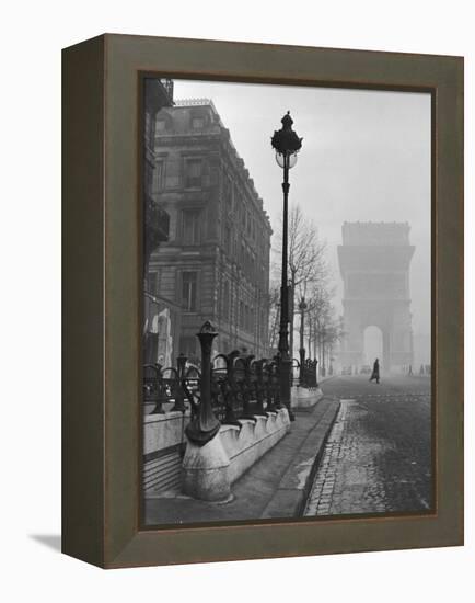 View Showing the Arc de Triomphe and the Subway Station-Ed Clark-Framed Premier Image Canvas