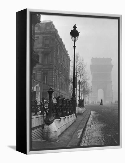 View Showing the Arc de Triomphe and the Subway Station-Ed Clark-Framed Premier Image Canvas