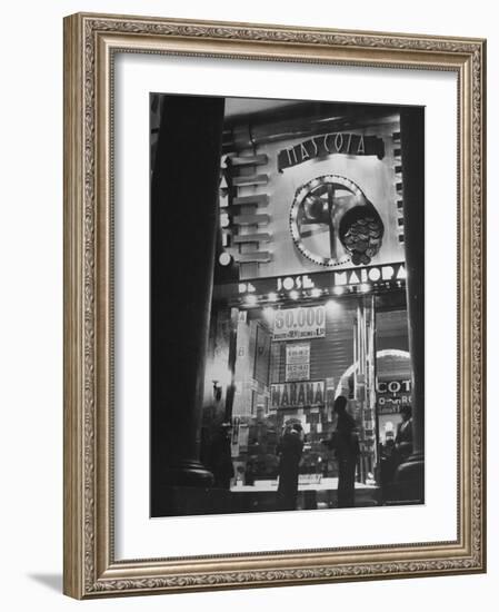 View Showing the Exterior of the Biggest Montevideo Place For Selling Lottery Tickets-Hart Preston-Framed Photographic Print