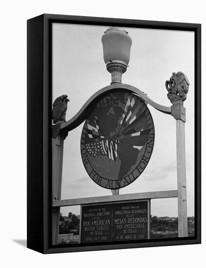 View Showing Where the Us and Mexico Meet on the Bridge at Laredo-Carl Mydans-Framed Premier Image Canvas