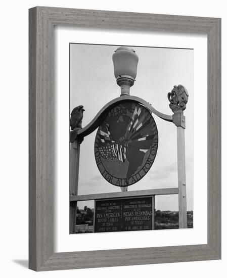 View Showing Where the Us and Mexico Meet on the Bridge at Laredo-Carl Mydans-Framed Photographic Print