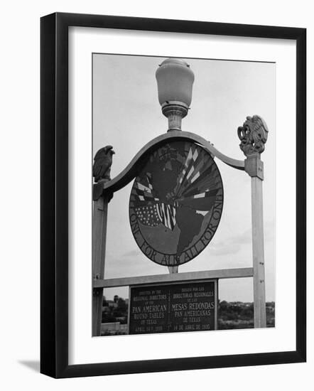 View Showing Where the Us and Mexico Meet on the Bridge at Laredo-Carl Mydans-Framed Photographic Print