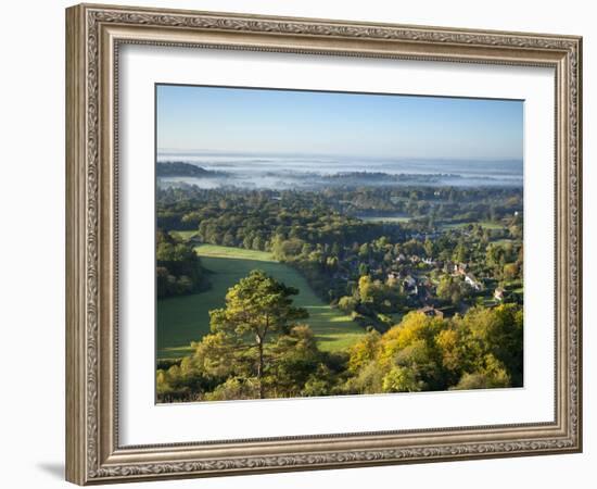 View South from Colley Hill on a Misty Autumn Morning, Reigate, Surrey Hills, Surrey, England, Unit-John Miller-Framed Photographic Print