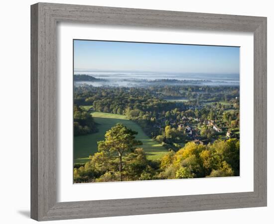 View South from Colley Hill on a Misty Autumn Morning, Reigate, Surrey Hills, Surrey, England, Unit-John Miller-Framed Photographic Print