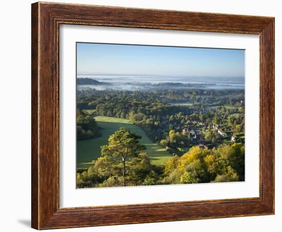 View South from Colley Hill on a Misty Autumn Morning, Reigate, Surrey Hills, Surrey, England, Unit-John Miller-Framed Photographic Print