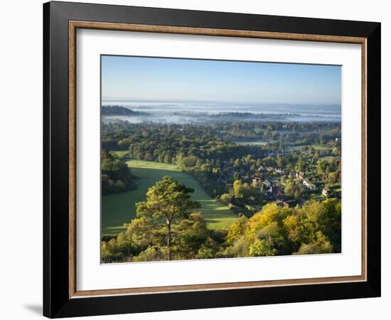 View South from Colley Hill on a Misty Autumn Morning, Reigate, Surrey Hills, Surrey, England, Unit-John Miller-Framed Photographic Print