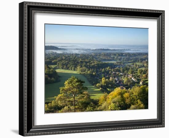 View South from Colley Hill on a Misty Autumn Morning, Reigate, Surrey Hills, Surrey, England, Unit-John Miller-Framed Photographic Print