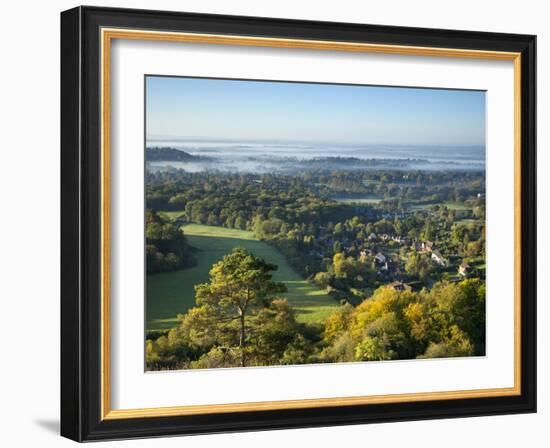 View South from Colley Hill on a Misty Autumn Morning, Reigate, Surrey Hills, Surrey, England, Unit-John Miller-Framed Photographic Print