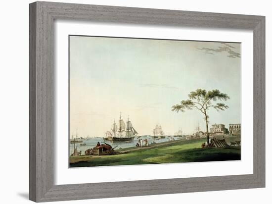 View Taken on the Esplanade, Calcutta, Plate I from "Oriental Scenery", Published 1797-Thomas Daniell-Framed Giclee Print