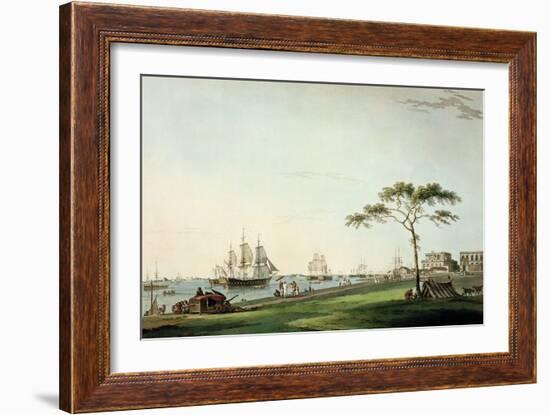 View Taken on the Esplanade, Calcutta, Plate I from "Oriental Scenery", Published 1797-Thomas Daniell-Framed Giclee Print