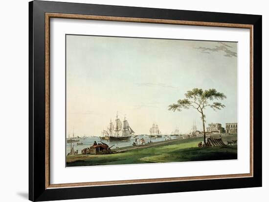 View Taken on the Esplanade, Calcutta, Plate I from "Oriental Scenery", Published 1797-Thomas Daniell-Framed Giclee Print