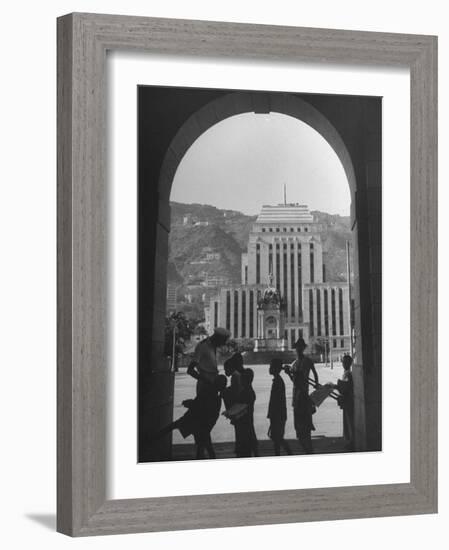 View Through Archway Toward Hong Kong-Shanghai Bank-null-Framed Photographic Print
