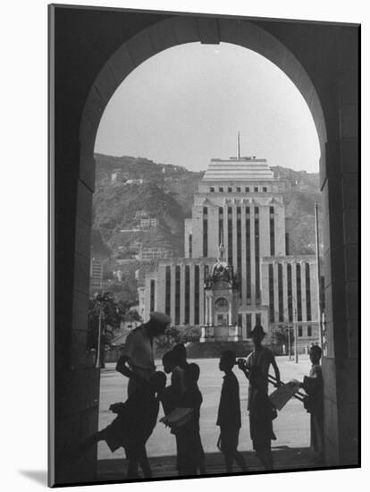 View Through Archway Toward Hong Kong-Shanghai Bank-null-Mounted Photographic Print