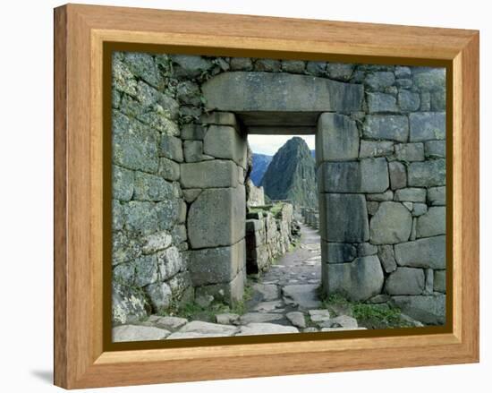 View Through Stone Doorway of the Inca Ruins of Machu Picchu in the Andes Mountains, Peru-Jim Zuckerman-Framed Premier Image Canvas