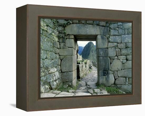 View Through Stone Doorway of the Inca Ruins of Machu Picchu in the Andes Mountains, Peru-Jim Zuckerman-Framed Premier Image Canvas