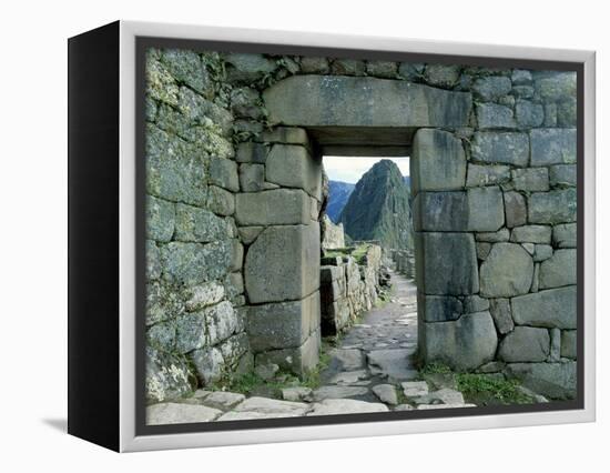 View Through Stone Doorway of the Inca Ruins of Machu Picchu in the Andes Mountains, Peru-Jim Zuckerman-Framed Premier Image Canvas