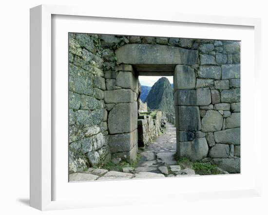 View Through Stone Doorway of the Inca Ruins of Machu Picchu in the Andes Mountains, Peru-Jim Zuckerman-Framed Photographic Print