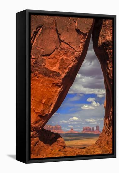 View Through Teardrop Arch into Monument Valley Tribal Park of the Navajo Nation, Arizona and Utah-Jerry Ginsberg-Framed Premier Image Canvas