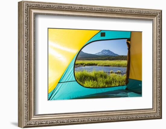 View through Tent, South Sister, Sparks Lake, Three Sisters Wilderness, Eastern Oregon-Stuart Westmorland-Framed Photographic Print