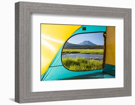 View through Tent, South Sister, Sparks Lake, Three Sisters Wilderness, Eastern Oregon-Stuart Westmorland-Framed Photographic Print