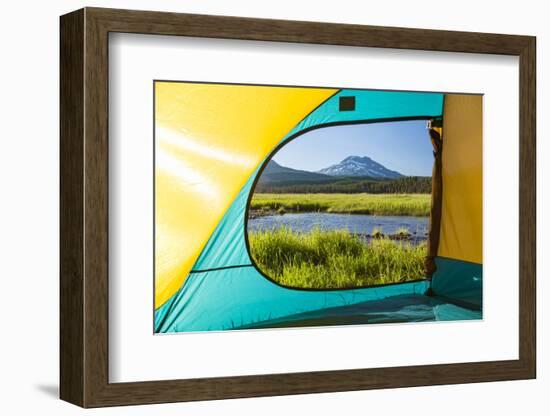 View through Tent, South Sister, Sparks Lake, Three Sisters Wilderness, Eastern Oregon-Stuart Westmorland-Framed Photographic Print