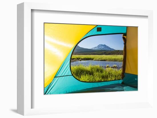 View through Tent, South Sister, Sparks Lake, Three Sisters Wilderness, Eastern Oregon-Stuart Westmorland-Framed Photographic Print