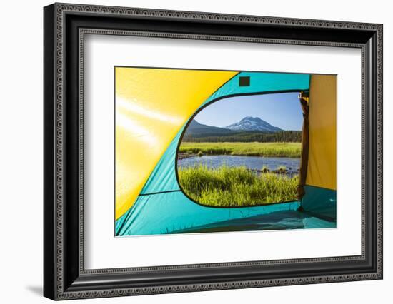 View through Tent, South Sister, Sparks Lake, Three Sisters Wilderness, Eastern Oregon-Stuart Westmorland-Framed Photographic Print