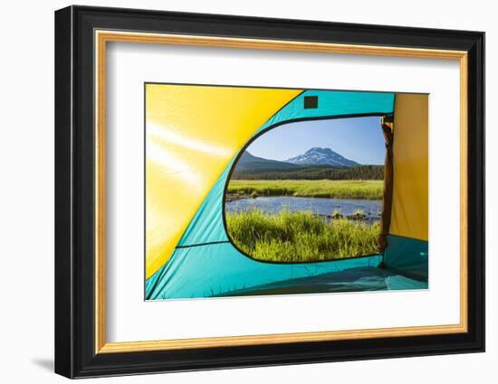 View through Tent, South Sister, Sparks Lake, Three Sisters Wilderness, Eastern Oregon-Stuart Westmorland-Framed Photographic Print