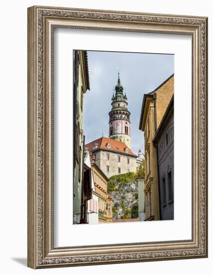 View Through the Gothic House Facades to the Krumlov Castle, Cesky Krumlov, Czech Republic, Europe-Michael Runkel-Framed Photographic Print